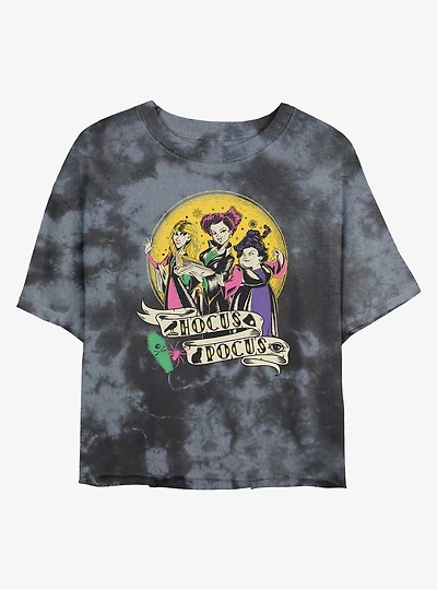 Disney Hocus Pocus Sanderson Sisters Badge Tie-Dye Womens Crop T-Shirt