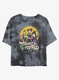 Disney Hocus Pocus Sanderson Sisters Badge Tie-Dye Womens Crop T-Shirt