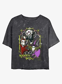 Disney The Nightmare Before Christmas Boogie's Boys Lock, Shock, & Barrel Mineral Wash Womens Crop T-Shirt