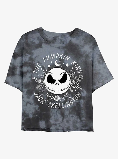 Disney The Nightmare Before Christmas Jack Skellington Pumpkin King Face Tie-Dye Womens Crop T-Shirt