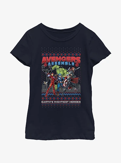Marvel Avengers Assemble Ugly Christmas Youth Girls T-Shirt