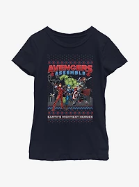 Marvel Avengers Assemble Ugly Christmas Youth Girls T-Shirt