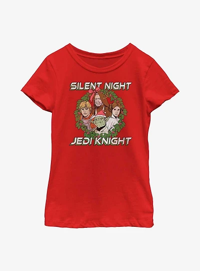 Star Wars Silent Night Jedi Knight Wreath Youth Girls T-Shirt