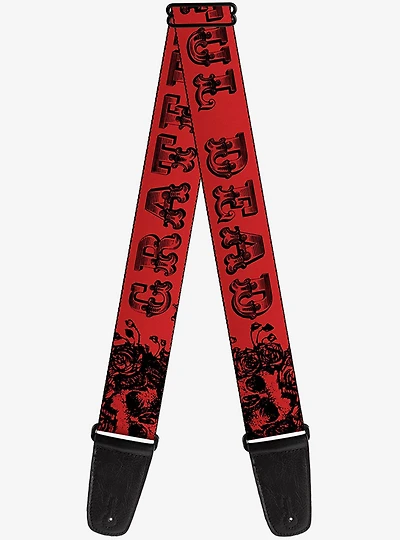Grateful Dead Skull Roses Red Guitar Strap