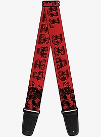 Grateful Dead Skull Roses Red Guitar Strap