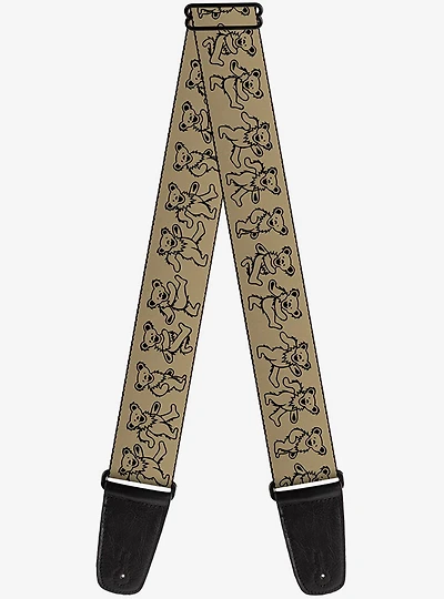 Grateful Dead Dancing Bears Tan Black Guitar Strap
