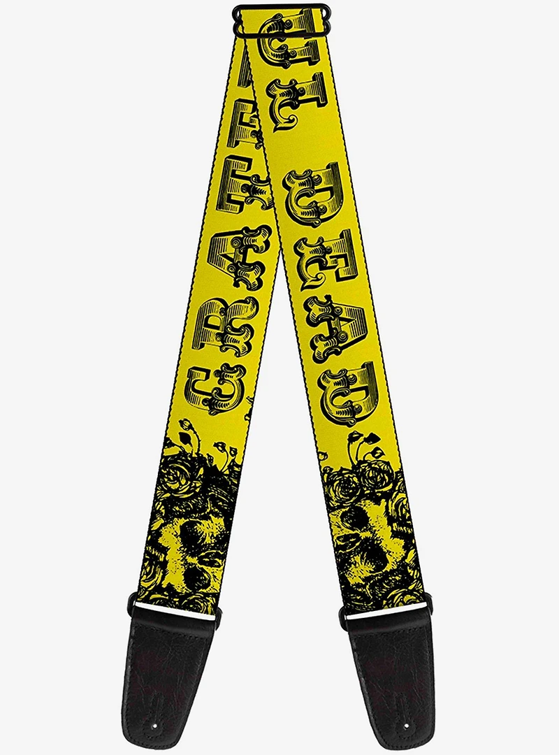 Grateful Dead Skull Roses Yellow Guitar Strap