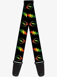 Grateful Dead Steal Your Face Lightning Bolt Repeat Rasta Guitar Strap