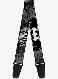 DC Comics Batman Flying Bats Black White Guitar Strap