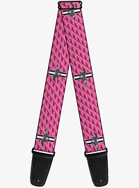 Ford Mustang Bars Text Pink Logo Guitar Strap