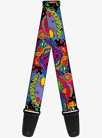 DC Comics Superman Poses Battling Mongul Black Multi Neon Guitar Strap