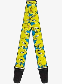 Looney Tunes Tweety Bird Close Up Expressions Blue Guitar Strap