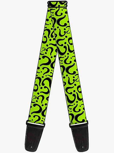 DC Comics Question Mark Scattered Lime Green Black Guitar Strap