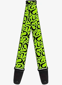 DC Comics Question Mark Scattered Lime Green Black Guitar Strap