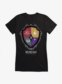 Wednesday Nevermore Academy Crest Icons Girls T-Shirt
