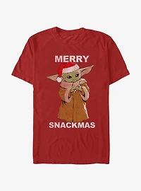 Star Wars The Mandalorian Grogu Merry Snackmas T-Shirt