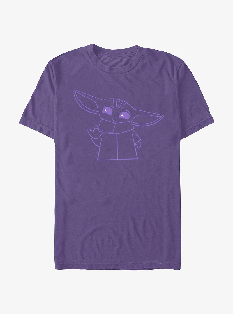 Star Wars The Mandalorian Grogu Waving Outline Extra Soft T-Shirt