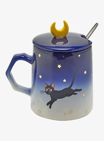 Sailor Moon Luna and Artemis Mug with Lid and Spoon