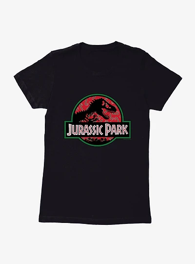 Jurassic Park Holiday Candy Cane Logo Womens T-Shirt