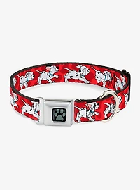 Disney 101 Dalmatians Running Paws Reds White Black Seatbelt Buckle Pet Collar