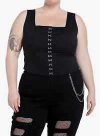 Social Collision Black Hook-And-Eye Corset Girls Tank Top Plus