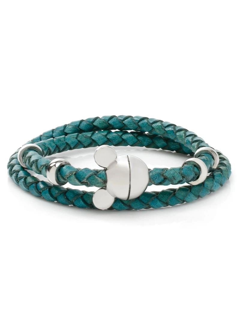 Disney Mickey Mouse Teal Double Wrapped Leather Bracelet