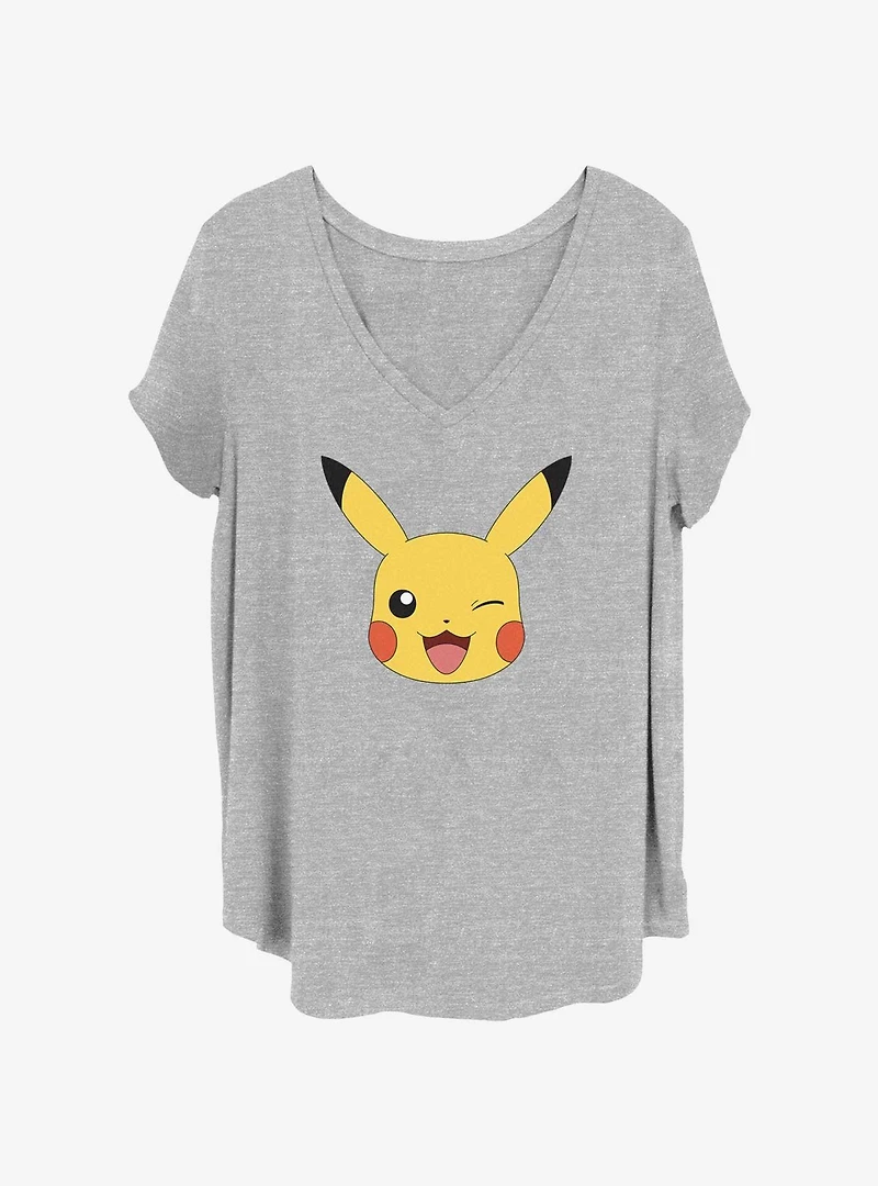 Pokemon Pikachu Face Girls T-Shirt Plus