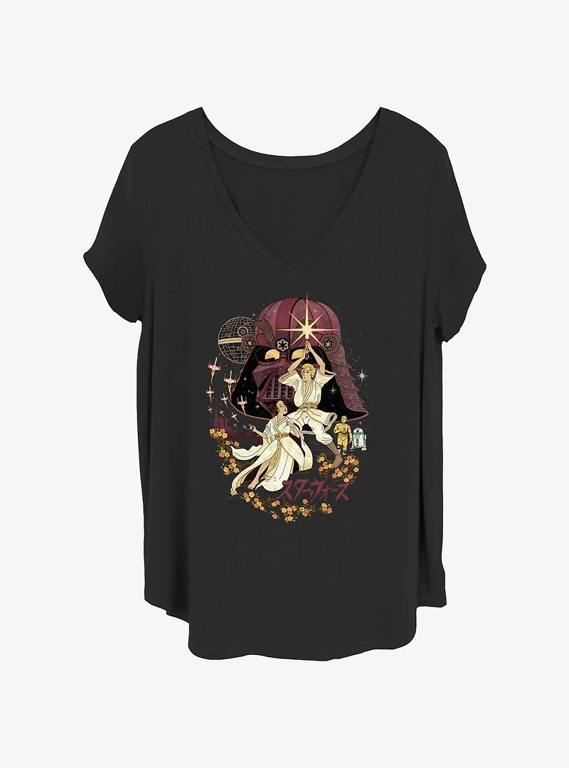 Star Wars Japanese Style Skywalker Art Girls T-Shirt Plus