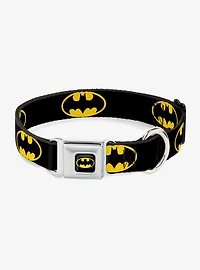 DC Comics Justice League Batman Shield Black Yellow Seatbelt Buckle Pet Collar