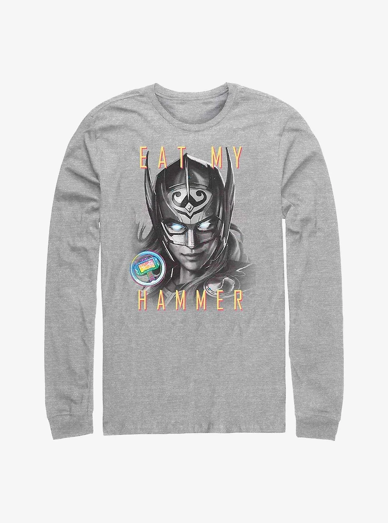 Marvel Thor: Love and Thunder Eat My Hammer Dr. Jane Foster Portrait Long-Sleeve T-Shirt