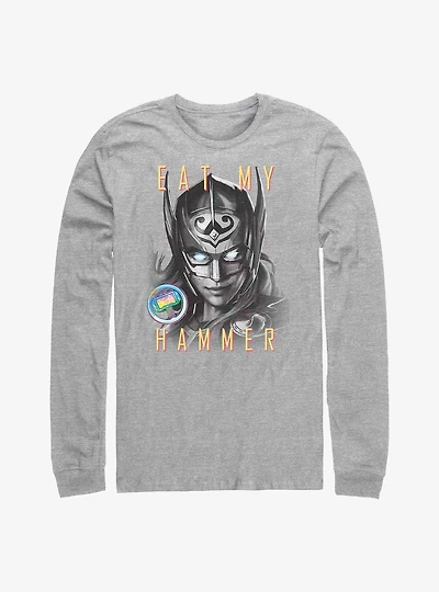 Marvel Thor: Love and Thunder Eat My Hammer Dr. Jane Foster Portrait Long-Sleeve T-Shirt