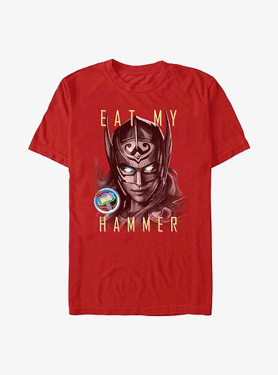 Marvel Thor: Love and Thunder Eat My Hammer Dr. Jane Foster Portrait T-Shirt