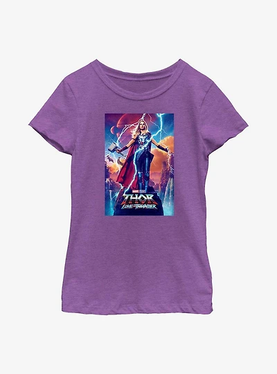 Marvel Thor: Love and Thunder Mighty Thor Movie Poster Youth Girls T-Shirt
