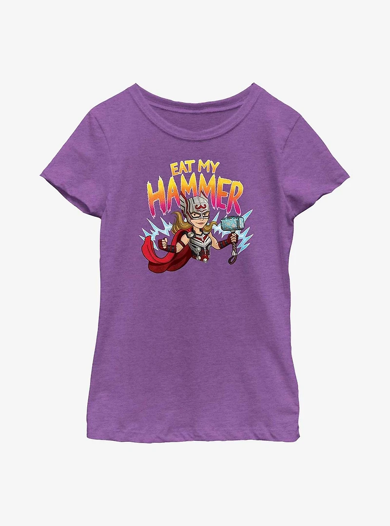 Marvel Thor: Love and Thunder Mighty Thor Eat My Hammer Youth Girls T-Shirt