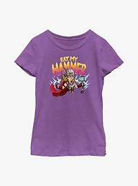 Marvel Thor: Love and Thunder Mighty Thor Eat My Hammer Youth Girls T-Shirt