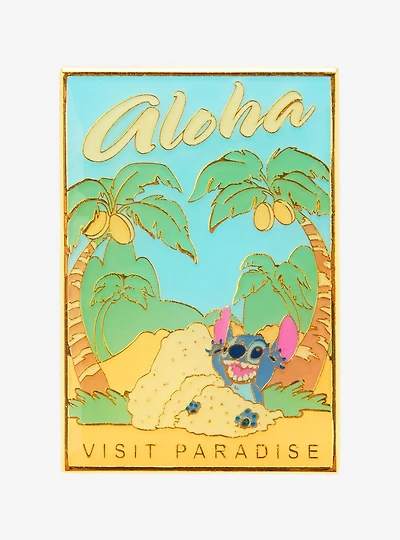 Loungefly Disney Lilo & Stitch Visit Paradise Poster Enamel Pin - BoxLunch Exclusive