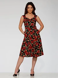Black Red Rose Dress