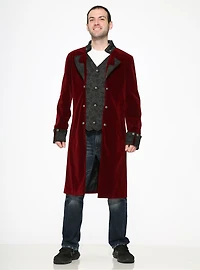Burgundy Velvet Mens Coat