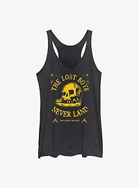 Disney Peter Pan The Lost Boys Never Land Yellow Skull Rock Womens Tank Top
