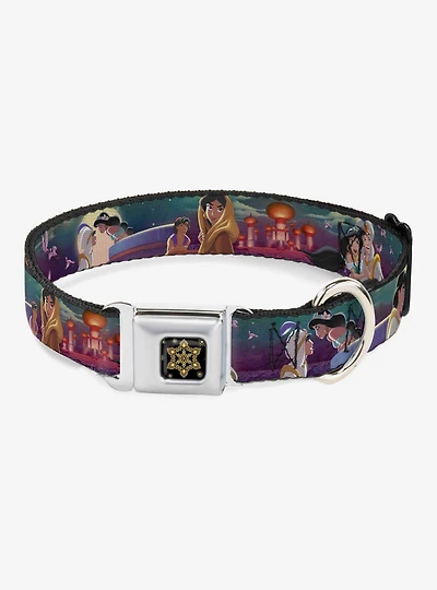 Disney Aladdin Jasmine Scenes Castle Birds Seatbelt Buckle Dog Collar