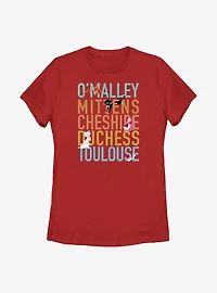 Disney Channel O'Malley, Mittens, Cheshire, Duchess, Toulouse Womens T-Shirt