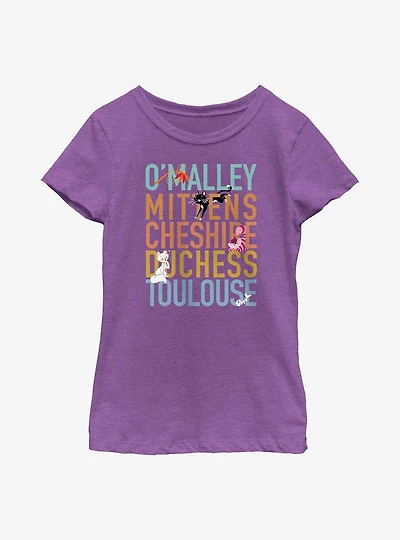Disney Channel O'Malley, Mittens, Cheshire, Duchess, Toulouse Youth Girls T-Shirt