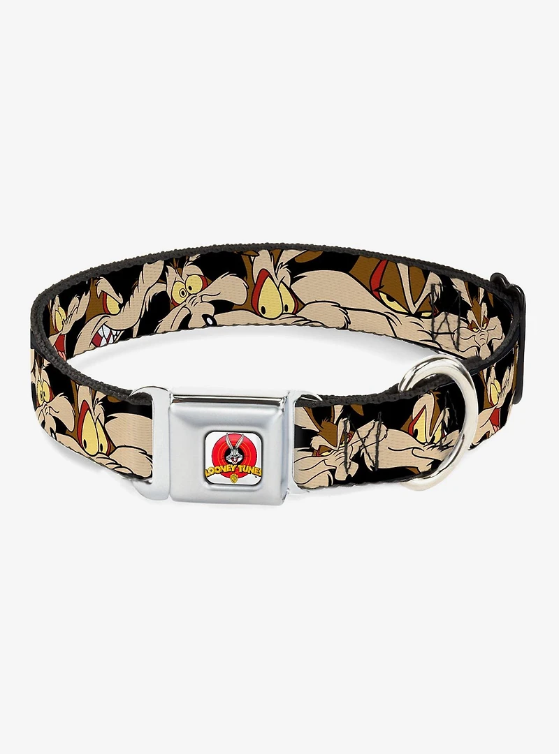 Looney Tunes Wile E Coyote Black Seatbelt Buckle Dog Collar