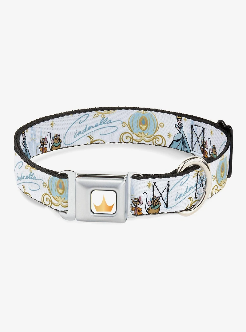 Disney Princess Cinderella Pumpkin Coach And Mice Seatbelt Buckle Dog Collar