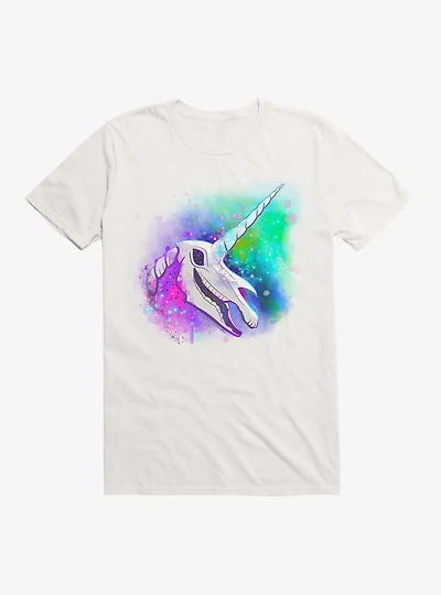 Cosmic Rainbow Unicorn Skull T-Shirt by Rose Catherine Khan
