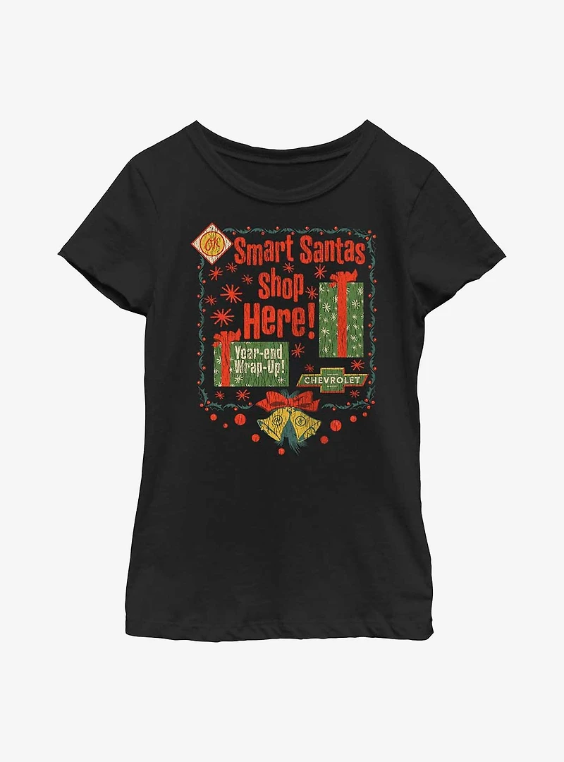 General Motors Smart Santas Shop Chevy Youth Girls T-Shirt