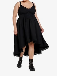 Thorn & Fable Black Lace Cross Hi-Low Dress Plus Size