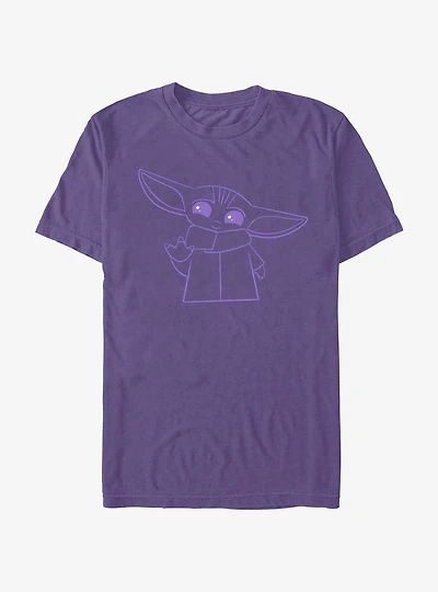Star Wars The Mandalorian Grogu Waving Outline T-Shirt