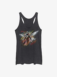 Marvel Ant-Man Wasp Stripes Girls Raw Edge Tank