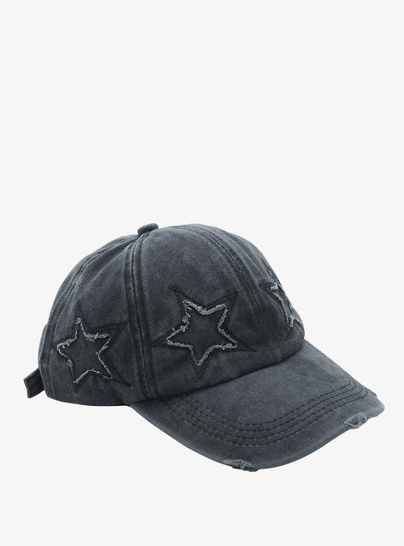 Grey Distressed Star Dad Cap